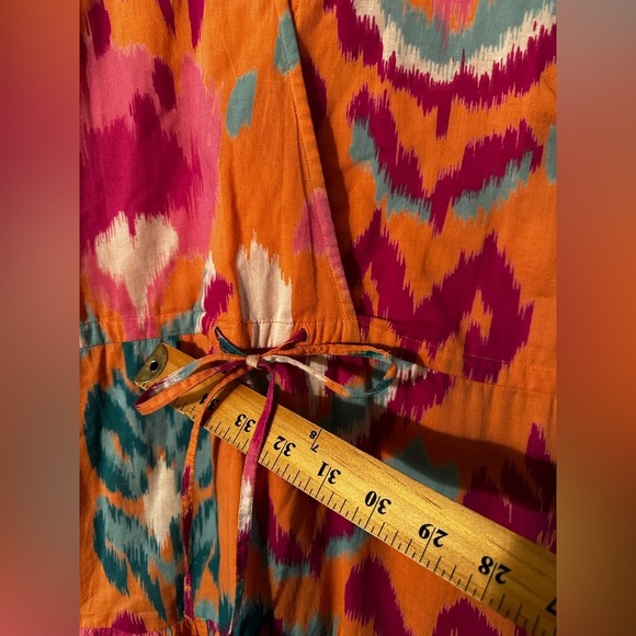 BANJANAN [Revolve] Becca Ikat Dress in Spice SMALL 100% Cotton Sleeveless Tiered - Picture 5 of 16